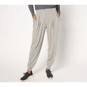 Maya J Women's Pants Sz M Cozy Knit Pleat Detail Joggers Smocked Gray A672206